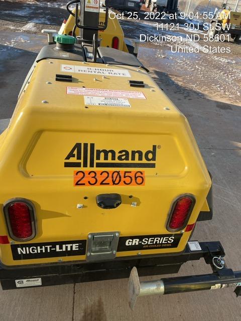 2022 Allmand NLV3GR (4) LED Light Fixture 350W, 23' Vertical Mast, 3kW Prime, Towable, Deep Sea L401, Leveling Jacks, Yanmar T4F 5.8hp