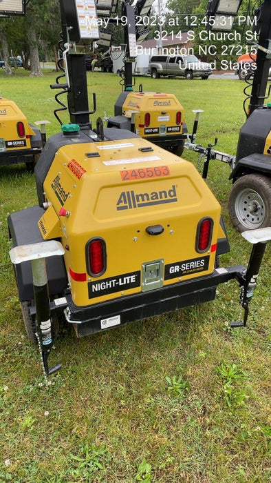 2022 Allmand NLV3GR (4) LED Light Fixture 350W, 23' Vertical Mast, 3kW Prime, Towable