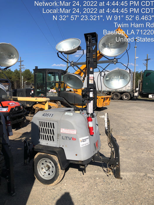2019 Wacker Neuson LTV6L-MH Wacker Neuson LTV6L Mobile Light Tower w/Fuel Level Sensor Installed