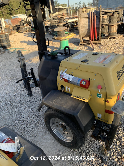 2022 Allmand NLV3GR (4) LED Light Fixture 350W, 23' Vertical Mast, 3kW Prime, Towable, Deep Sea L401, Leveling Jacks, Yanmar T4F 5.8hp