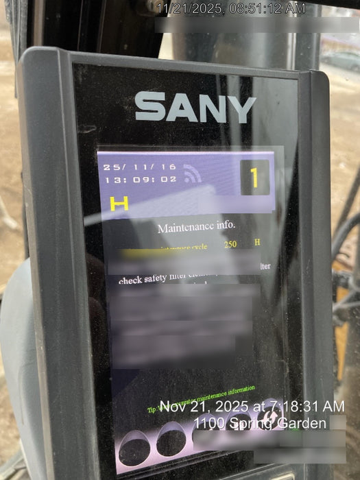 2020 Sany SY155U Rubber Tracks, Front Blade