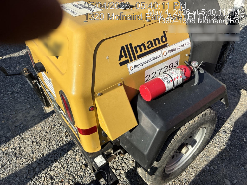 2022 Allmand NLV3GR (4) LED Light Fixture 350W, 23' Vertical Mast, 3kW Prime, Towable, Deep Sea L401, Leveling Jacks, Yanmar T4F 5.8hp