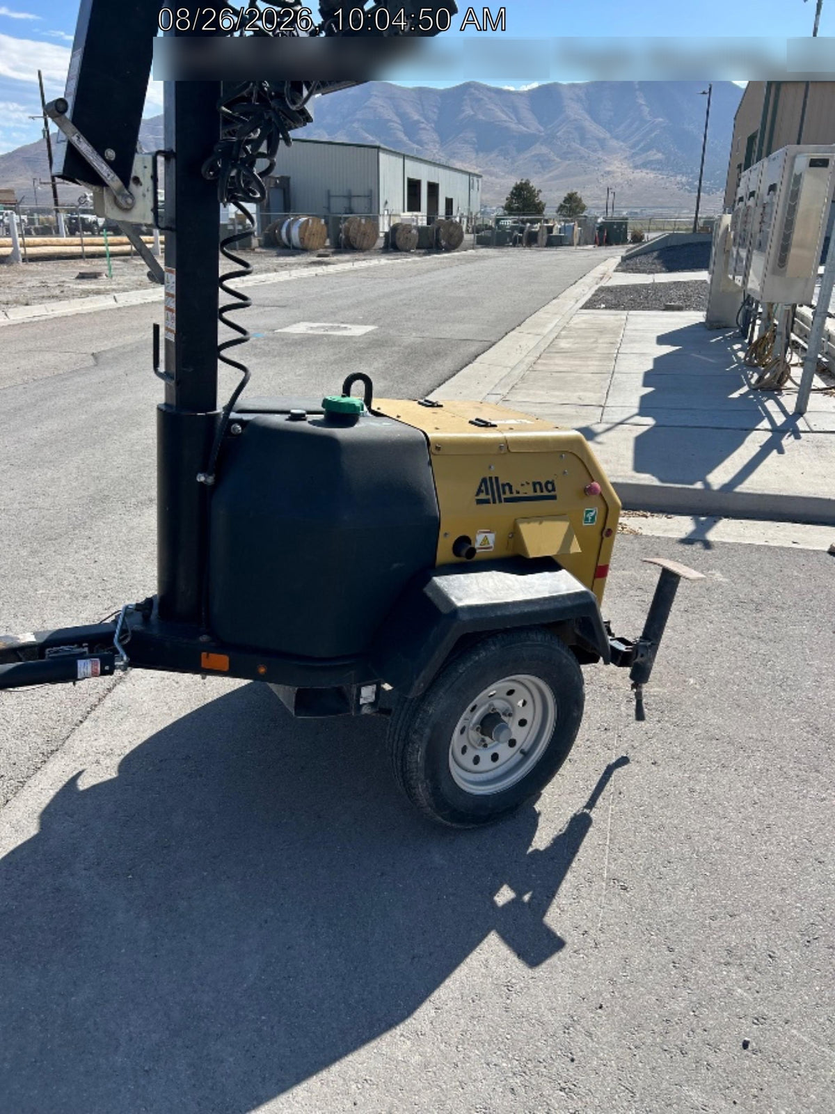 2022 Allmand NLV3GR (4) LED Light Fixture 350W, 23' Vertical Mast, 3kW Prime, Towable, Deep Sea L401, Leveling Jacks, Yanmar T4F 5.8hp