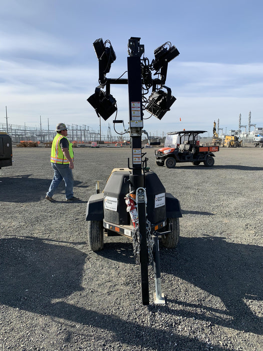 2020 Allmand NLV3GR (4) LED Light Fixture 350W, 23' Vertical Mast, 3kW Prime, Towable, Deep Sea L401, Leveling Jacks, Yanmar T4F 5.8hp