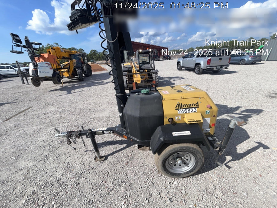 2022 Allmand NLV3GR (4) LED Light Fixture 350W, 23' Vertical Mast, 3kW Prime, Towable, ES Decals, T3