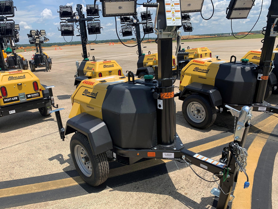 2022 Allmand NLV3GR (4) LED Light Fixture 350W, 23' Vertical Mast, 3kW Prime, Towable