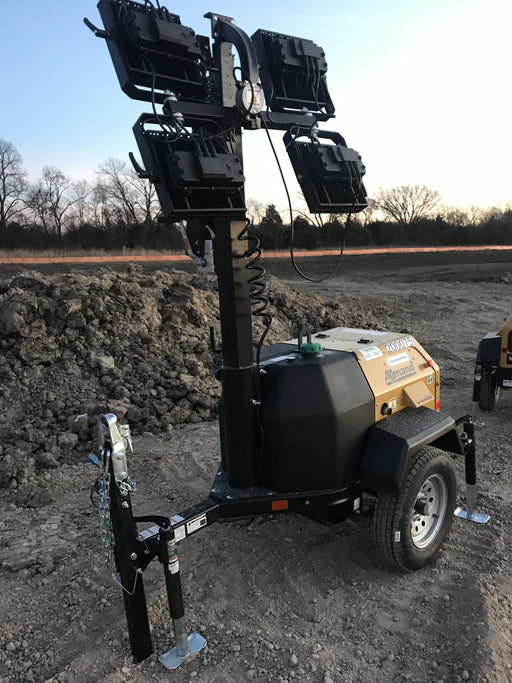 2022 Allmand NLV3GR (4) LED Light Fixture 350W, 23' Vertical Mast, 3kW Prime, Towable, Deep Sea L401, Leveling Jacks, Yanmar T4F 5.8hp