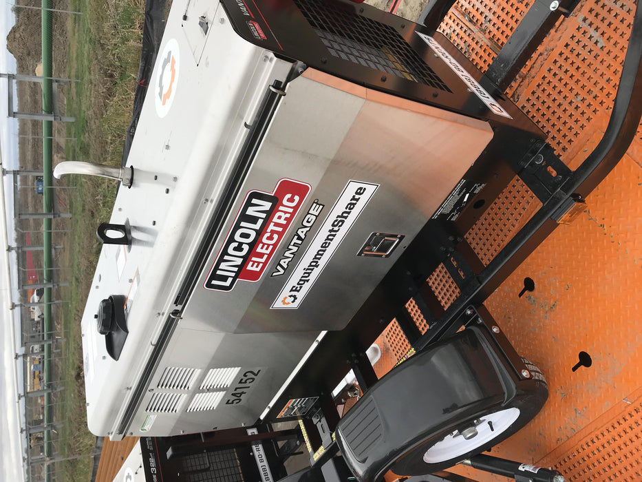 2019 Lincoln Electric Vantage 322 Welder Ready-Pak 3, Two wheel trailer, Fender and Light kit, Cable Rack