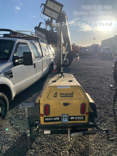 2022 Allmand NLV3GR (4) LED Light Fixture 350W, 23' Vertical Mast, 3kW Prime, Towable, Deep Sea L401, Leveling Jacks, Yanmar T4F 5.8hp