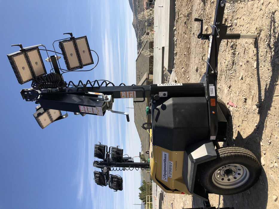 2021 Allmand NLV3GR (4) LED Light Fixture 350W, 23' Vertical Mast, 3kW Prime, Towable, Deep Sea L401, Leveling Jacks, Yanmar T4F 5.8hp