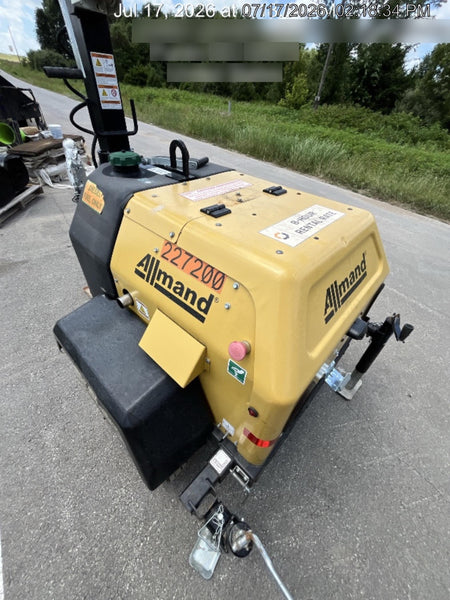2022 Allmand NLV3GR (4) LED Light Fixture 350W, 23' Vertical Mast, 3kW Prime, Towable, Deep Sea L401, Leveling Jacks, Yanmar T4F 5.8hp
