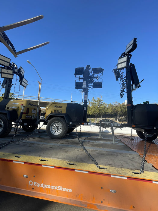 2021 Allmand NLV3GR (4) LED Light Fixture 350W, 23' Vertical Mast, 3kW Prime, Towable, Deep Sea L401, Leveling Jacks, Yanmar T4F 5.8hp