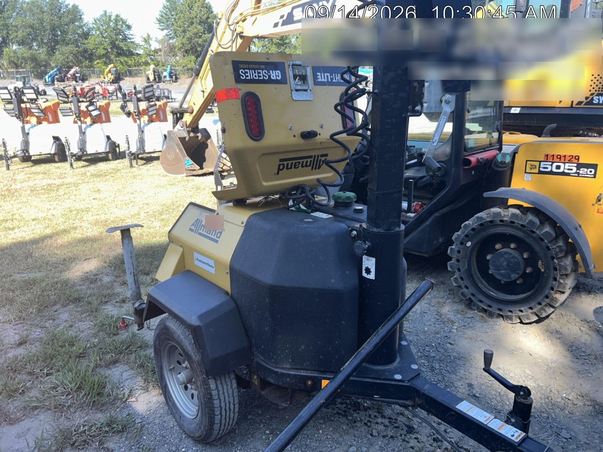 2022 Allmand NLV3GR (4) LED Light Fixture 350W, 23' Vertical Mast, 3kW Prime, Towable, Deep Sea L401, Leveling Jacks, Yanmar T4F 5.8hp