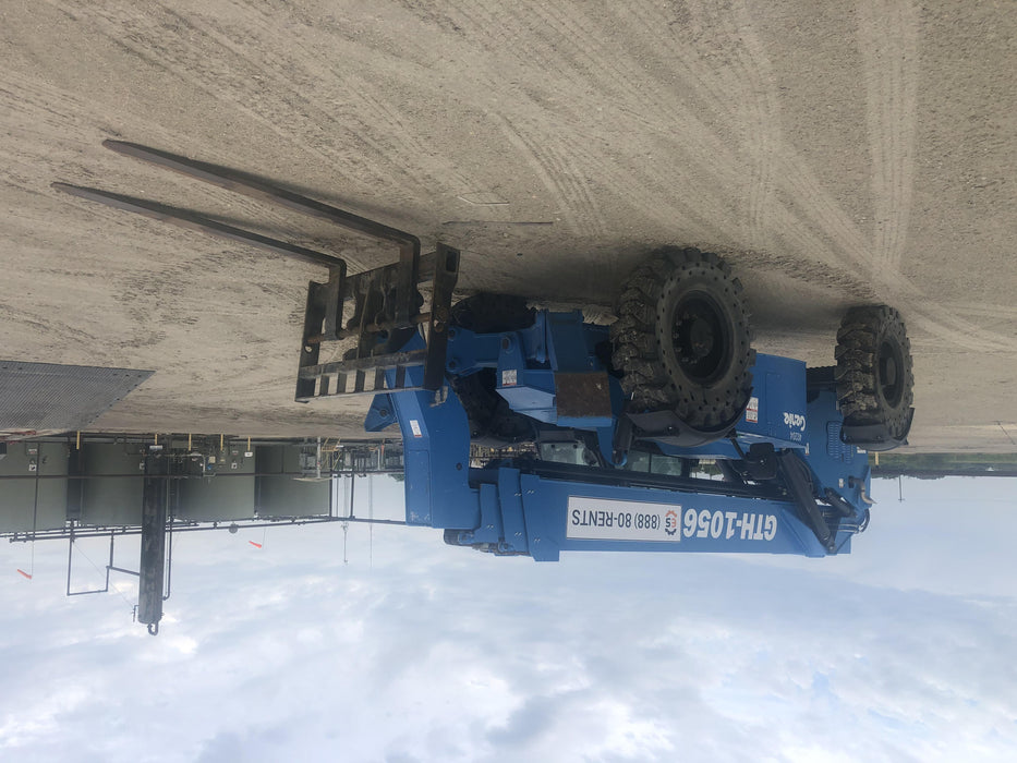 2019 Genie GTH-1056 Cab/Heat/AC, Solid RT Tires, LED Work Lights, Beacon 60" QA Carriage, 60" Forks