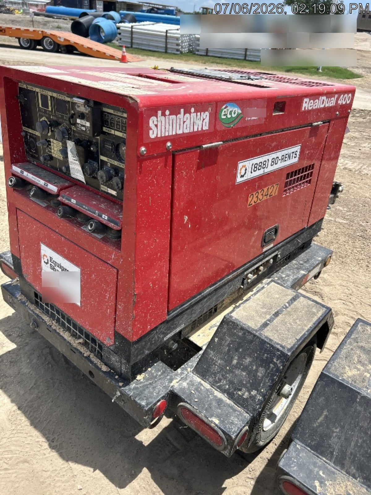 2022 Shindaiwa DGW400MDL Kubota D902 Engine, 23 HP, Dual Op Welder, Wire, Arc, Droop Stick, Tig, and CC Stick Functionality, Simulphase, 3 Phase and 1 Phase Gen Output, Single Axle NB Trlr, Slr Trckl Chrg 12V 12W, Fire Ext