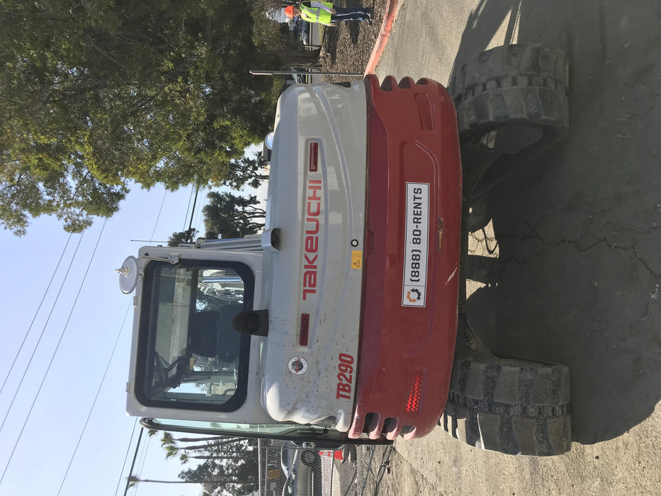 2019 Takeuchi TB290 Cab/Heat/AC Rubber tracks, Dozer blade, Travel alarm, Auxiliary hydraulics Manual QC, Hydraulic thumb, 18", 24", and 36" Buckets