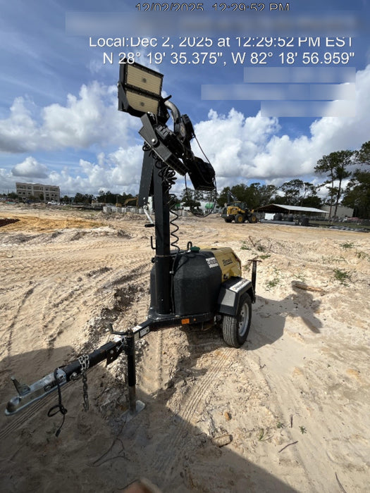 2022 Allmand NLV3GR (4) LED Light Fixture 350W, 23' Vertical Mast, 3kW Prime, Towable, Deep Sea L401, Leveling Jacks, Yanmar T4F 5.8hp