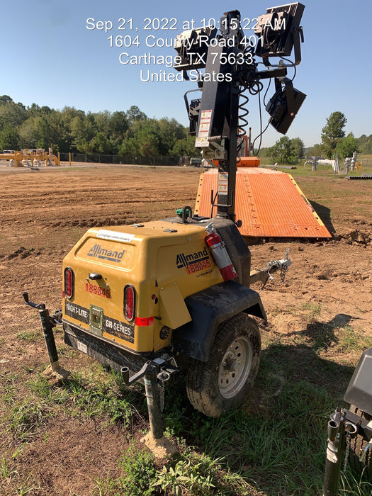 Allmand NLV3GR (4) LED Light Fixture 350W, 23' Vertical Mast, 3kW Prime, Towable, Deep Sea L401, Leveling Jacks, Yanmar T4F 5.8hp