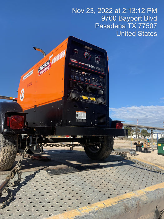 2021 Lincoln Electric Vantage 322 Vantage 322 Ready Pak 3 w/ Decals, ORANGE (includes trailer, cable rack, fender light kit) NO Telematics