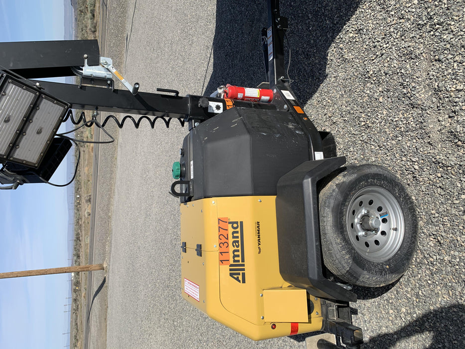 2020 Allmand NLV3GR (4) LED Light Fixture 350W, 23' Vertical Mast, 3kW Prime, Towable, Deep Sea L401, Leveling Jacks, Yanmar T4F 5.8hp