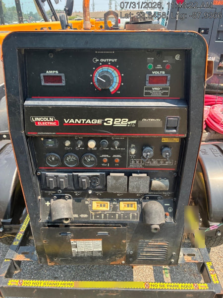 2021 Lincoln Electric Vantage 322 Vantage 322 Ready Pak 3 w/ Decals, ORANGE (includes trailer, cable rack, fender light kit) NO Telematics
