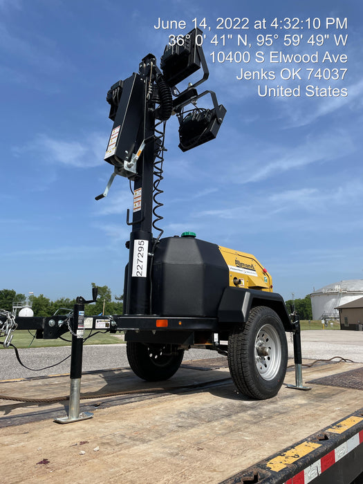 2022 Allmand NLV3GR (4) LED Light Fixture 350W, 23' Vertical Mast, 3kW Prime, Towable, Deep Sea L401, Leveling Jacks, Yanmar T4F 5.8hp