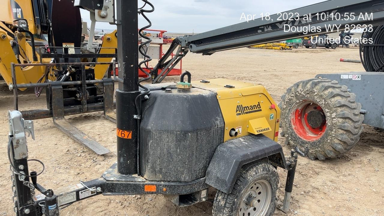 2022 Allmand NLV3GR (4) LED Light Fixture 350W, 23' Vertical Mast, 3kW Prime, Towable, ES Decals, T3