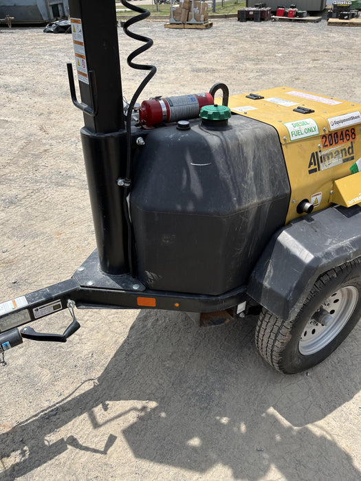 2022 Allmand NLV3GR (4) LED Light Fixture 350W, 23' Vertical Mast, 3kW Prime, Towable, Deep Sea L401, Leveling Jacks, Yanmar T4F 5.8hp