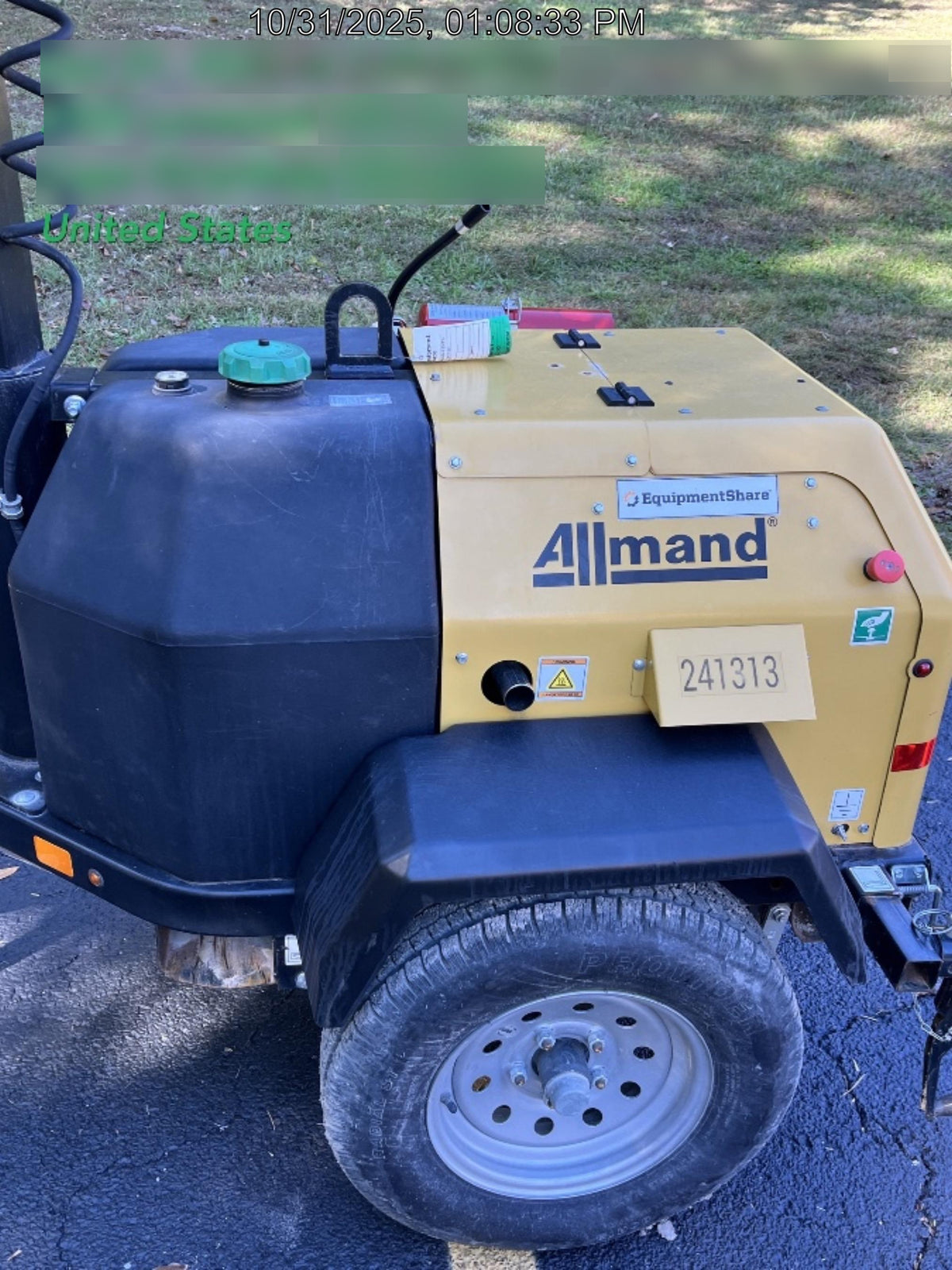 2022 Allmand NLV3GR (4) LED Light Fixture 350W, 23' Vertical Mast, 3kW Prime, Towable, Deep Sea L401, Leveling Jacks, Yanmar T4F 5.8hp