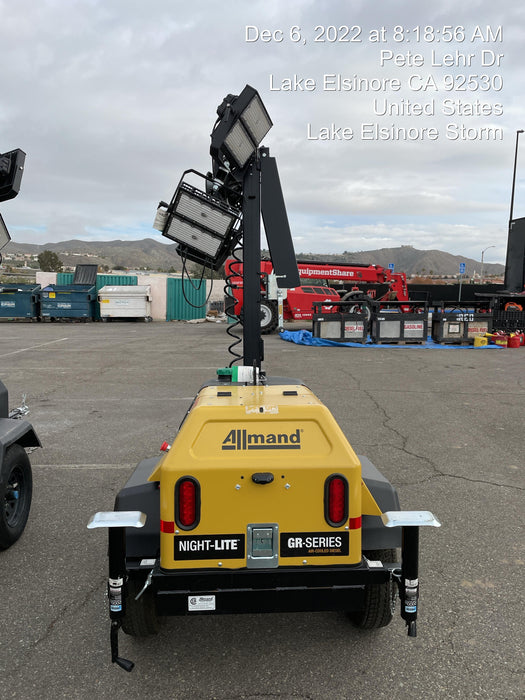 2022 Allmand NLV3GR (4) LED Light Fixture 350W, 23' Vertical Mast, 3kW Prime, Towable, ES Decals, T3