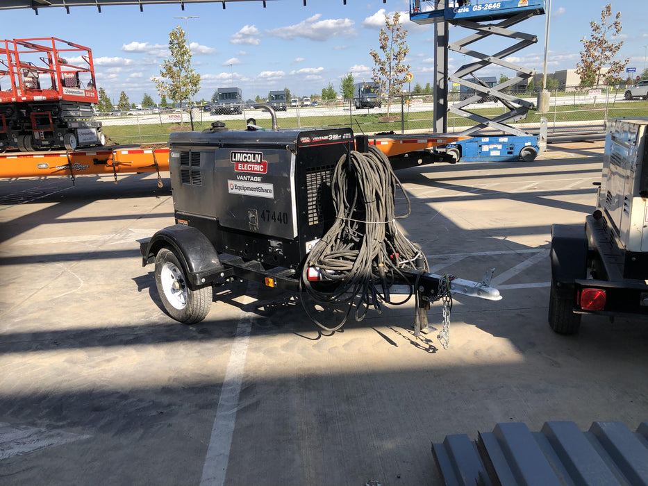 2019 Lincoln Electric Vantage 322 Ready-Pak 3, Two Wheel Trailer, Fender and Light Kit, Cable Rack