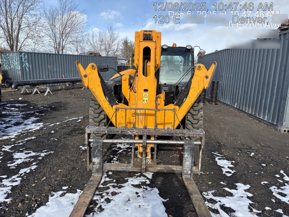 2019 JCB 512-56 Enclosed Cab, 109 HP, Solid Tires, Worklights, Beacon, Aux Hydraulics, Lifting Eye w/66" Carriage/60" Forks