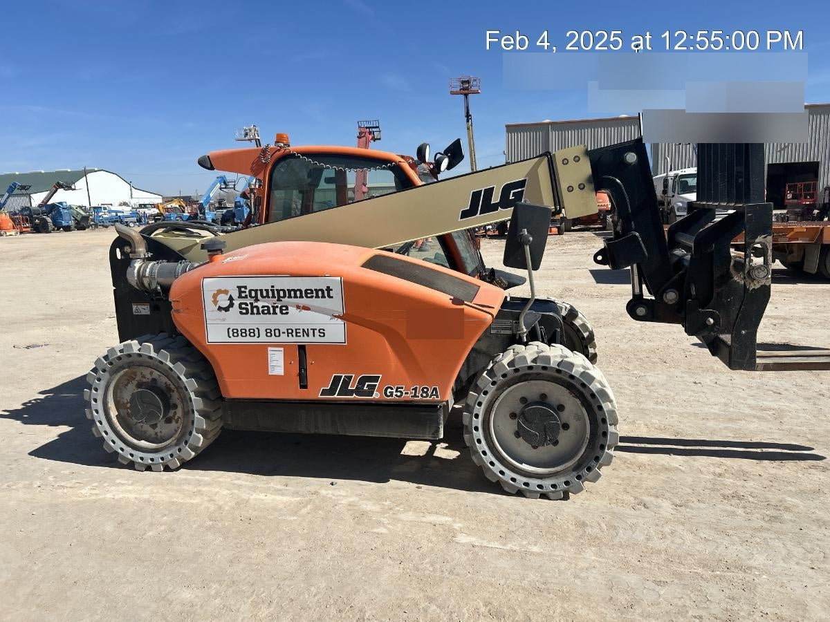 2020 JLG G5-18A Cab/Heat/Air, NM Solid Tires, Beacon w/48" Carriage, 48" Pallet Forks