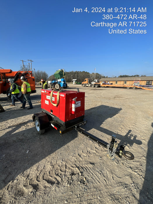 2023 Shindaiwa DGW400MDL Kubota D902 Engine, 23 HP, Dual Op Welder, Wire, Arc, Droop Stick, Tig, and CC Stick Functionality, Simulphase, 3 Phase and 1 Phase Gen Output, Single Axle NB Trlr, Slr Trckl Chrg 12V 12W, Fire Ext