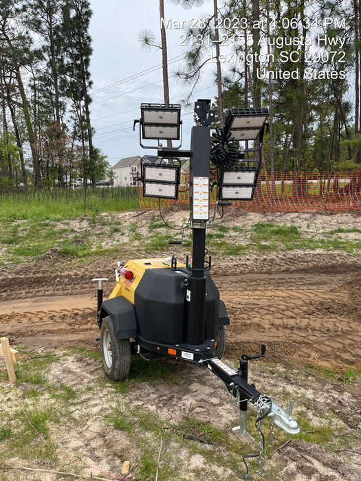 2022 Allmand NLV3GR (4) LED Light Fixture 350W, 23' Vertical Mast, 3kW Prime, Towable