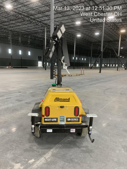 2022 Allmand NLV3GR (4) LED Light Fixture 350W, 23' Vertical Mast, 3kW Prime, Towable, ES Decals, T3