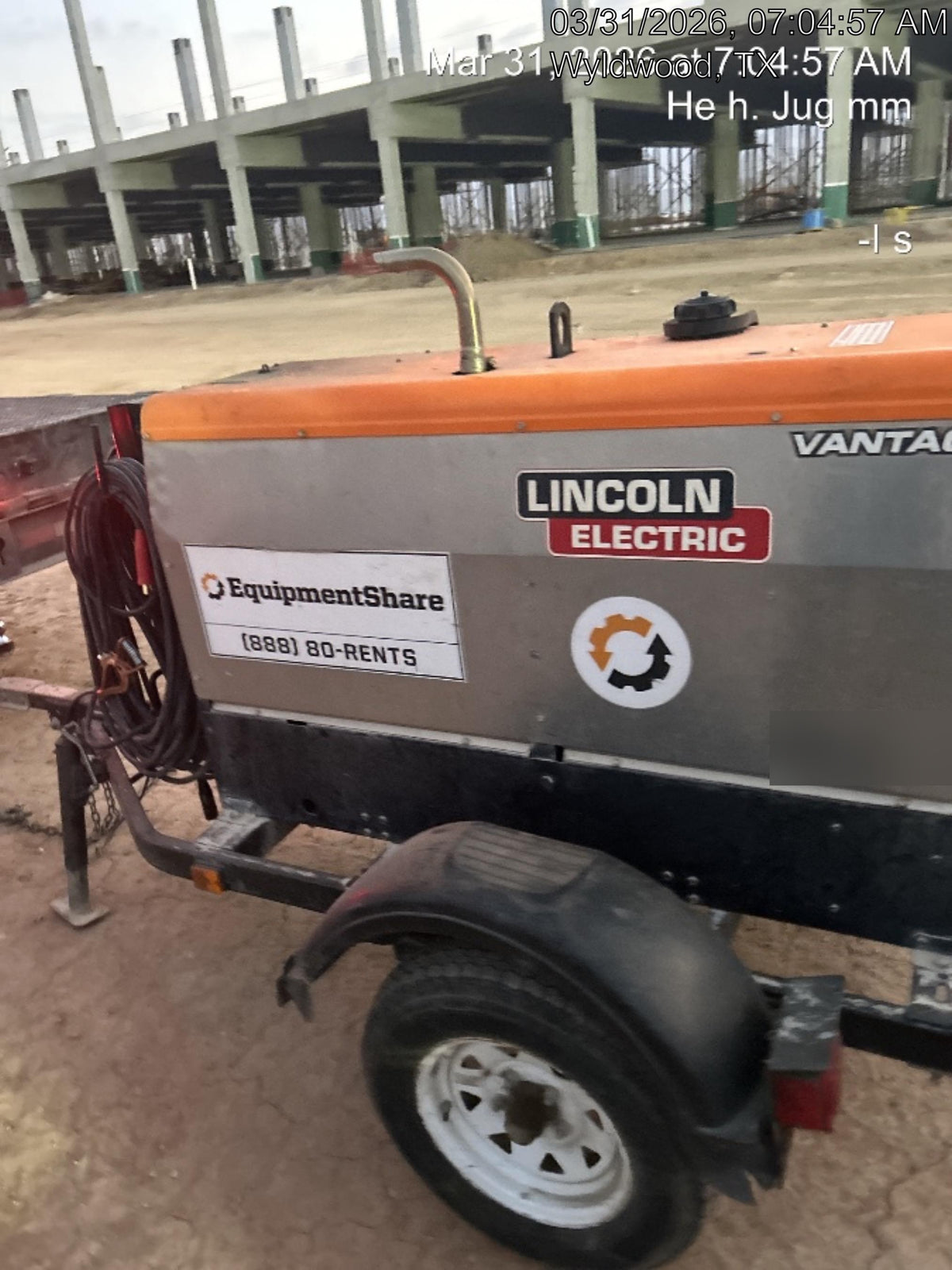 2019 Lincoln Electric Vantage 322 Ready-Pak 3, Two Wheel Trailer, Fender and Light Kit, Cable Rack