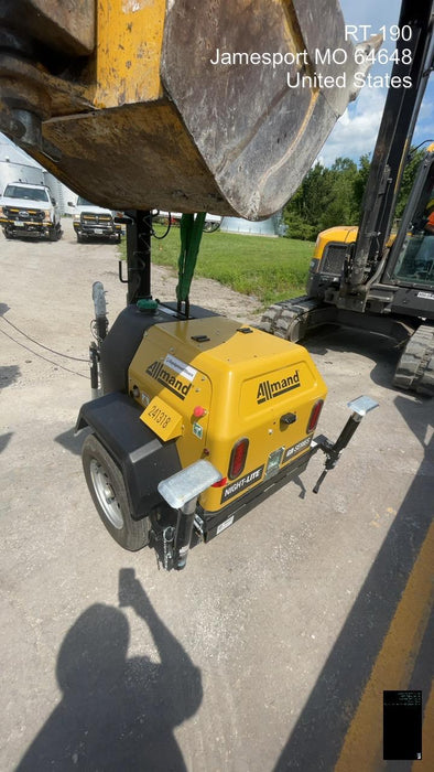 2022 Allmand NLV3GR (4) LED Light Fixture 350W, 23' Vertical Mast, 3kW Prime, Towable, Deep Sea L401, Leveling Jacks, Yanmar T4F 5.8hp