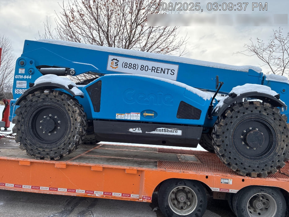 2019 Genie GTH-844 Canopy, Solid RT Tires, LED Work Lights, Beacon 60" QA Carriage, 48" Forks