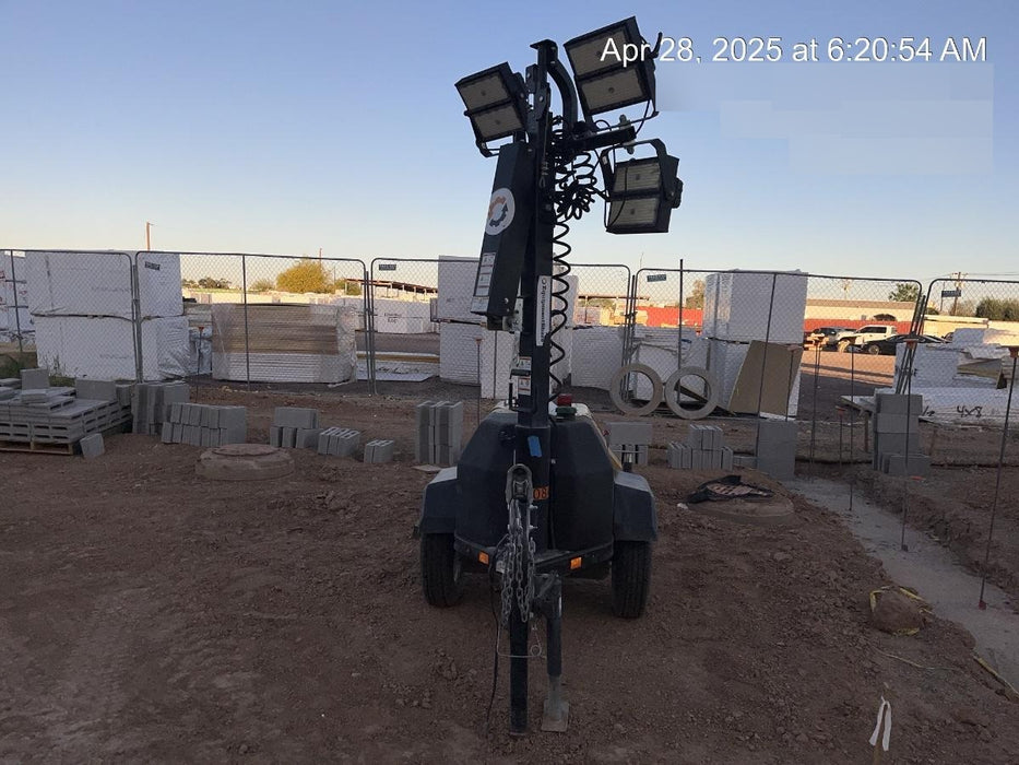 2021 Allmand NLV3GR (4) LED Light Fixture 350W, 23' Vertical Mast, 3kW Prime, Towable, Deep Sea L401, Leveling Jacks, Yanmar T4F 5.8hp