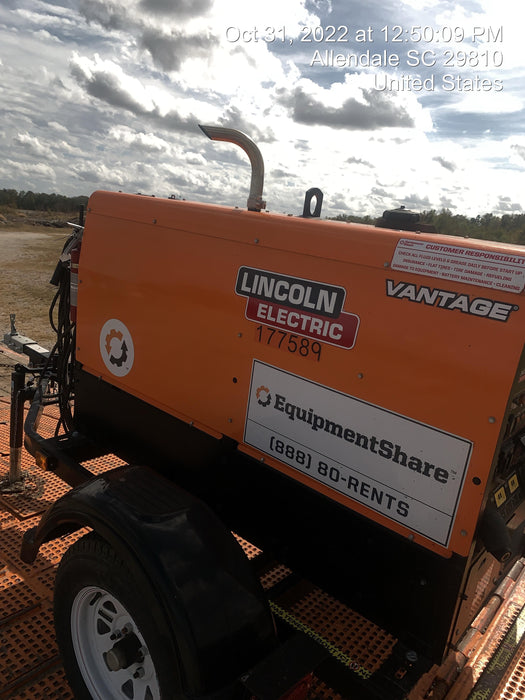 2021 Lincoln Electric Vantage 322 Vantage 322 Ready Pak 3 w/ Decals, ORANGE (includes trailer, cable rack, fender light kit) NO Telematics