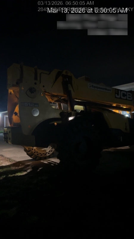 2019 JCB 512-56 Cab/Heat/Air, 109 HP, Solid Tires, STD Worklight, Beacon, Aux Hydraulics, Lifting Eye, Back up Alarm w/66" Carriage/60" Forks