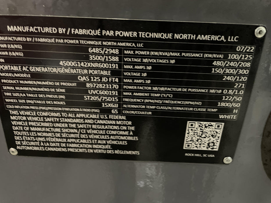 2022 ATLAS COPCO QAS 125