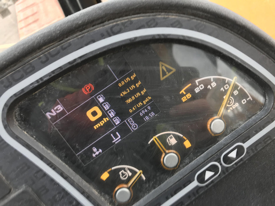 2019 JCB 509-42 Cab/Heat/Air, 74 HP, Solid Tires, STD Worklight, Beacon, Aux Hydraulics, Lifting Eye, Back up Alarm w/66" Carriage/60" Forks