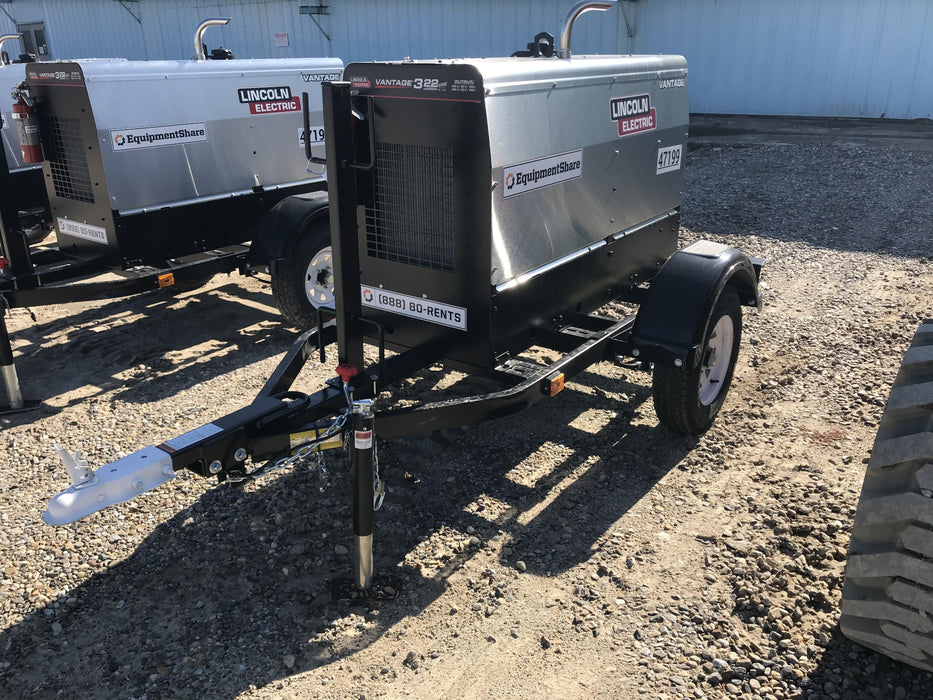 2019 Lincoln Electric Vantage 322 Ready-Pak 3, Two Wheel Trailer, Fender and Light Kit, Cable Rack