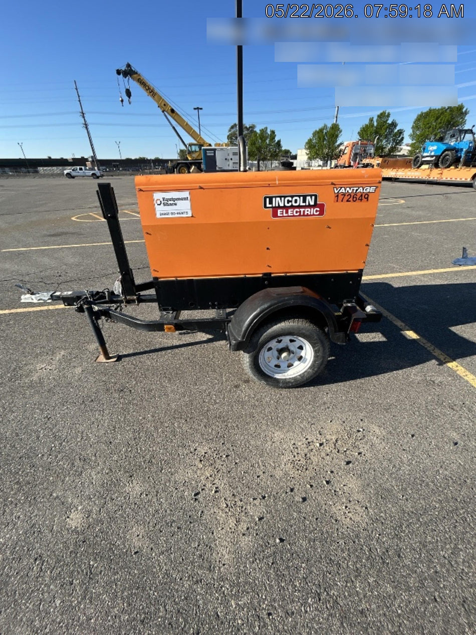 2021 Lincoln Electric Vantage 322 Vantage 322 Ready Pak 3 w/ Decals, ORANGE (includes trailer, cable rack, fender light kit) NO Telematics