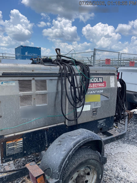 2019 Lincoln Electric Vantage 322 Welder Ready-Pak 3, Two wheel trailer, Fender and Light kit, Cable Rack