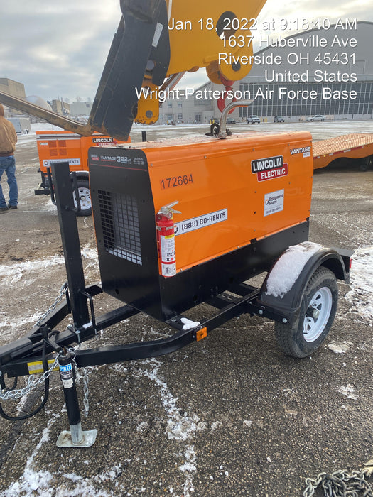 2021 Lincoln Electric Vantage 322 Vantage 322 Ready Pak 3 w/ Decals, ORANGE (includes trailer, cable rack, fender light kit) NO Telematics