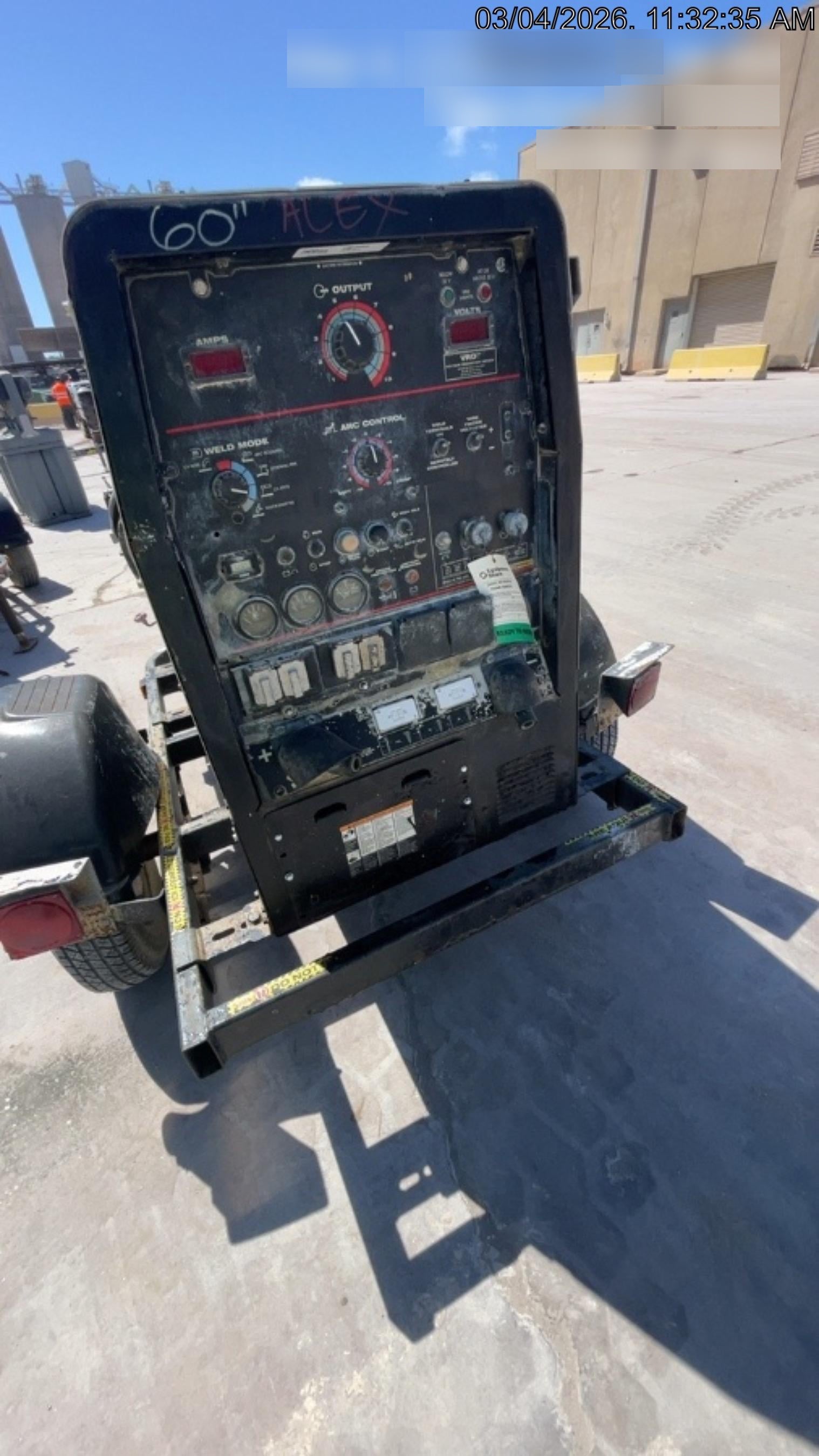 2019 Lincoln Electric Vantage 322 Welder Ready-Pak 3, Two wheel trailer, Fender and Light kit, Cable Rack