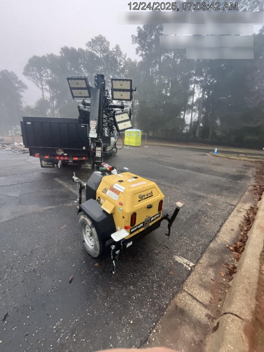 2022 Allmand NLV3GR (4) LED Light Fixture 350W, 23' Vertical Mast, 3kW Prime, Towable, Deep Sea L401, Leveling Jacks, Yanmar T4F 5.8hp